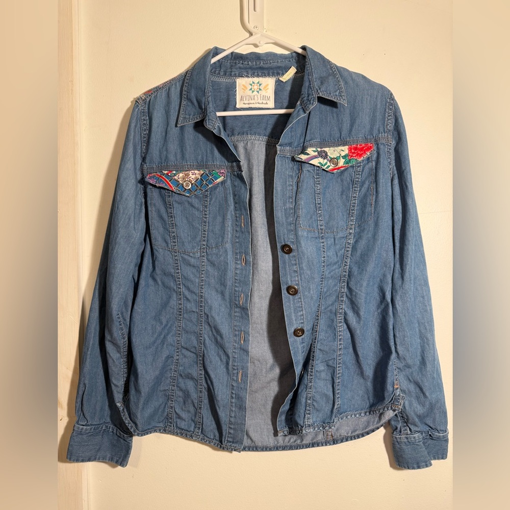 Denim Jacket with Embroidered Accents
